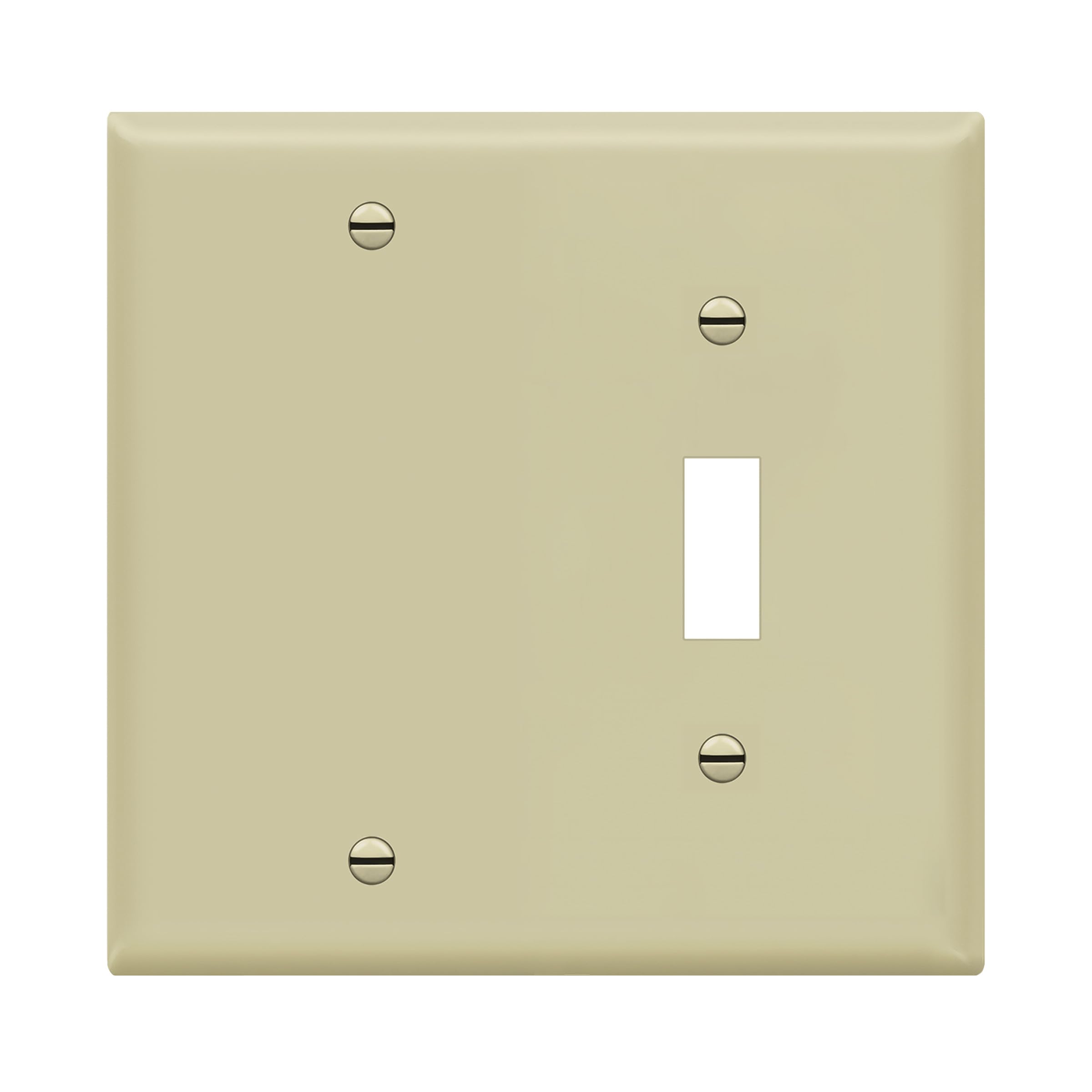 ENERLITESCombination Wall Plate (Blank Device/Toggle Switch), Standard Size 2-Gang, Polycarbonate Thermoplastic, Ivory 880111-I