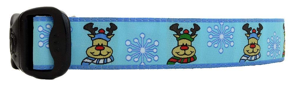3 Dirty Dawgz Exclusive Adjustable Cute Winter Reindeer Christmas Dog Collars for Medium Large and X-Large Dogs (XL)