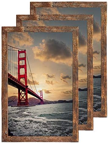 12x18 Frame Rustic Style 12 x 18 Poster Frame 3 Pack, Wall Mounted for Horizontal or Vertical