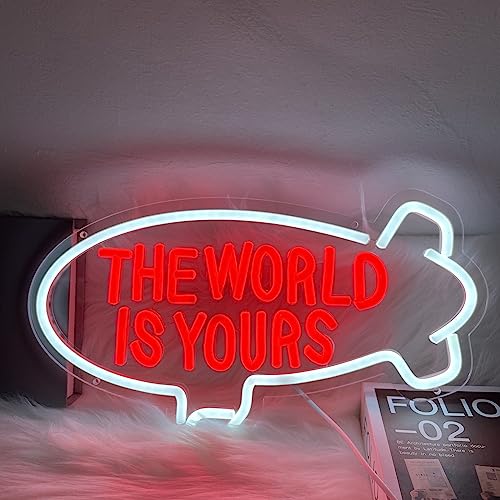 Warmthwish The World Is Yours Neon Sign Customized Wall Art Home Decor Bar Shop Club Led Lights Wedding Party Event Signs For Kids Teens Bedroom Night Lamp Birthday Personalized Gifts (Red) #TOP3