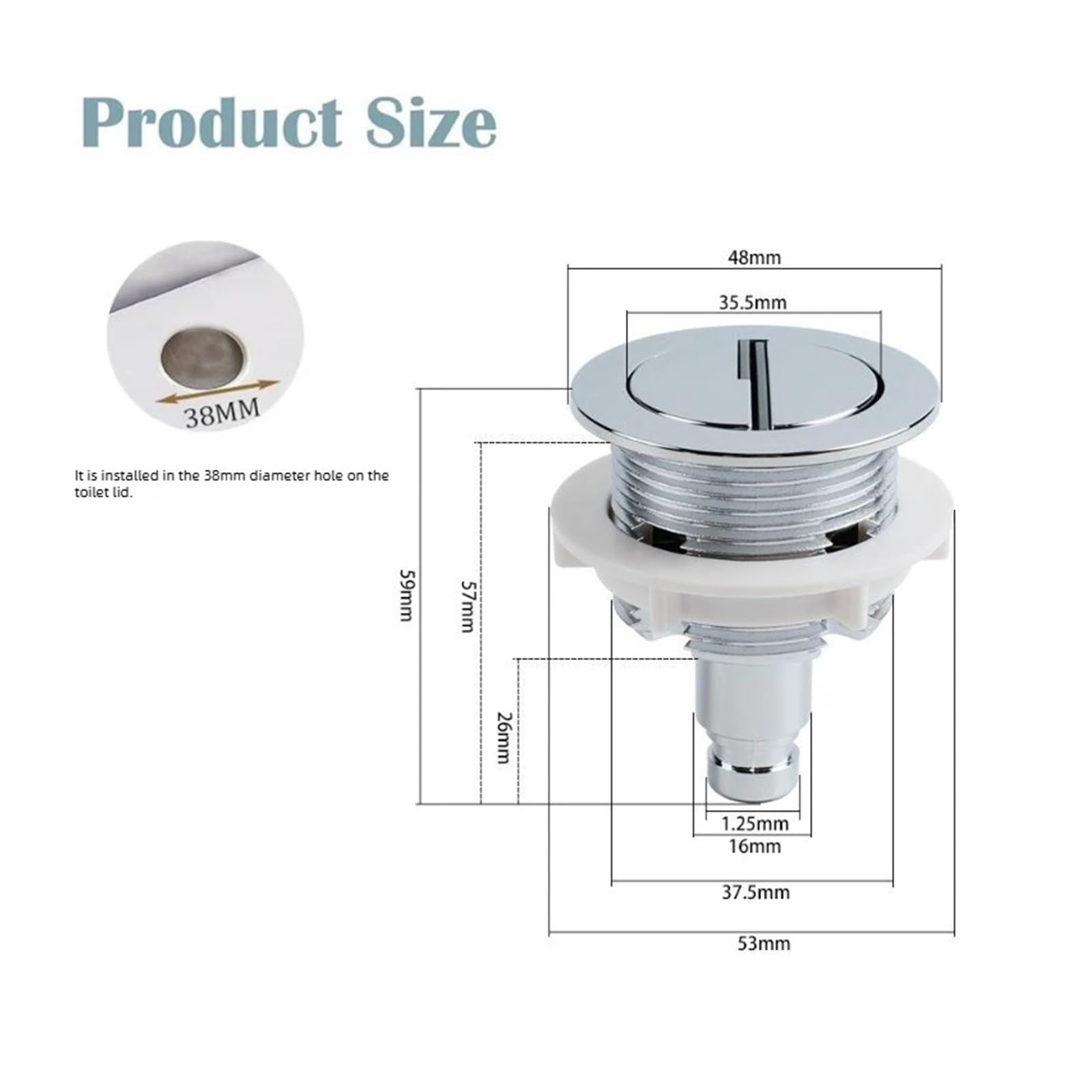 Pulsador De Doble Descarga Cromo Negro Oro | Pulsador doble, cromo/negro/oro, ajuste de tanque, bañera, reequipamiento, ajuste a presión