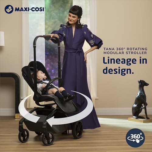 Image of Maxi-Cosi Tana 360 Rotating Modular Stroller, Stroller and Car Seat Combo Travel System, Onyx Heritage