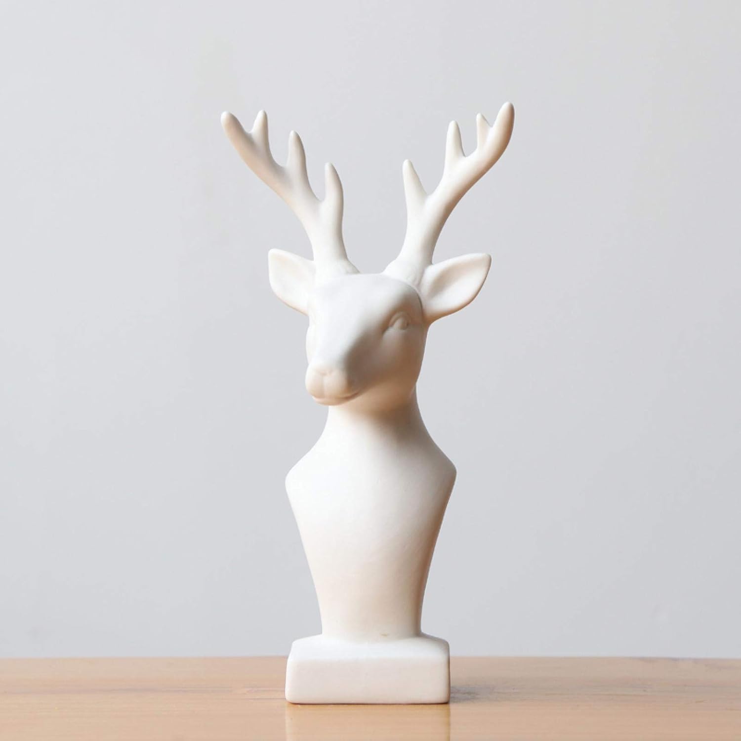 Figurka na prezenty ślubne wystrój biura domowego, małe posągi do dekoracji w domu, 18 cm statuetka głowy jelenia biała ceramiczna figurka renifera zwierzę łoś rzeźba ozdoba