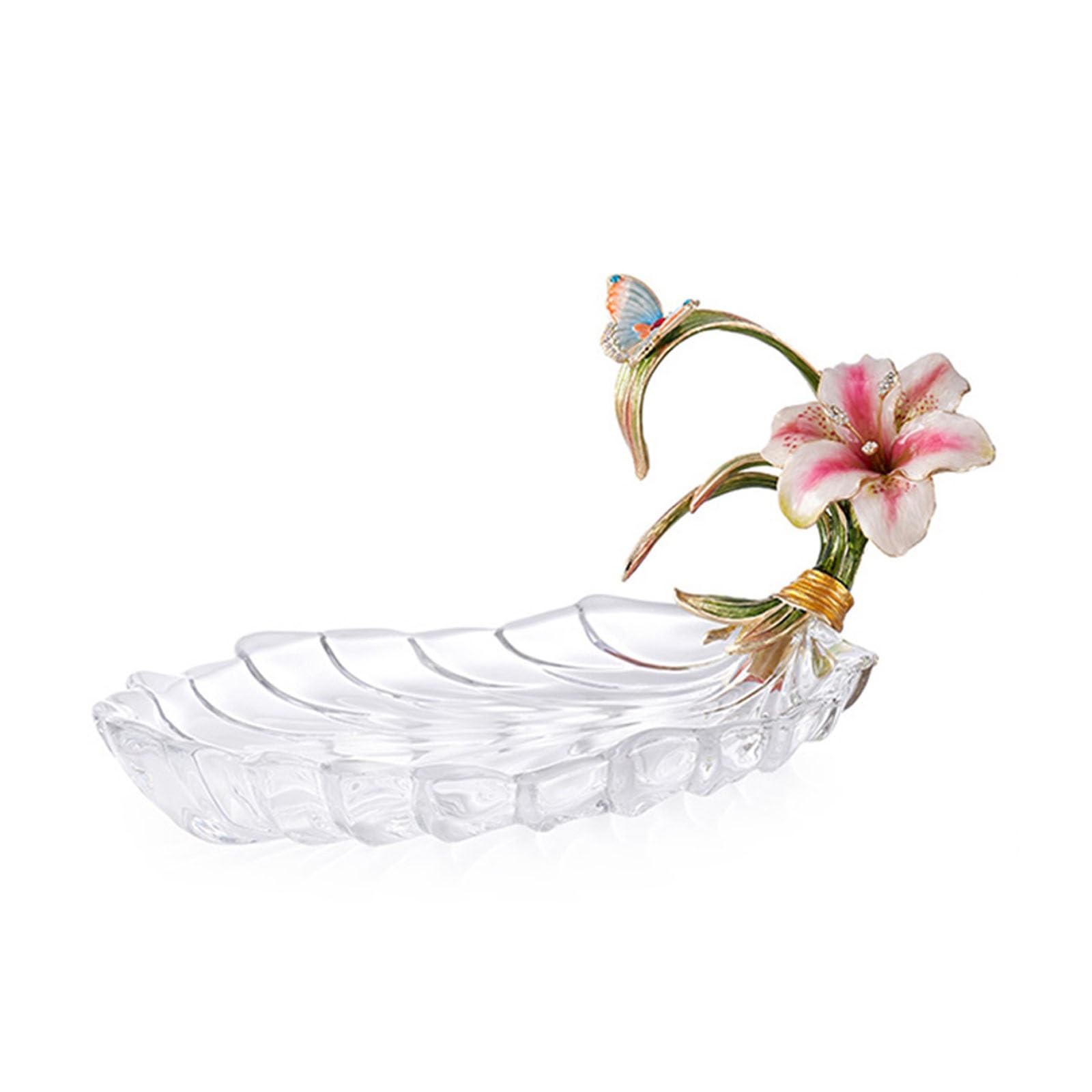 HPTHLY Fruit Plate Crystal Glass Fruit Tray, Decorative Fruit Tray,Dried Fruit Tray, Multipurpose Tray, Snack Dessert Plate, Leaf Shaped Dinner Plate Fruit Bowl