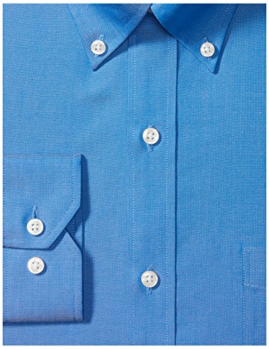 Amazon Brand - Buttoned Down Men's Tailored-Fit Button Collar Pinpoint Non-Iron Dress Shirt, French Blue, 17