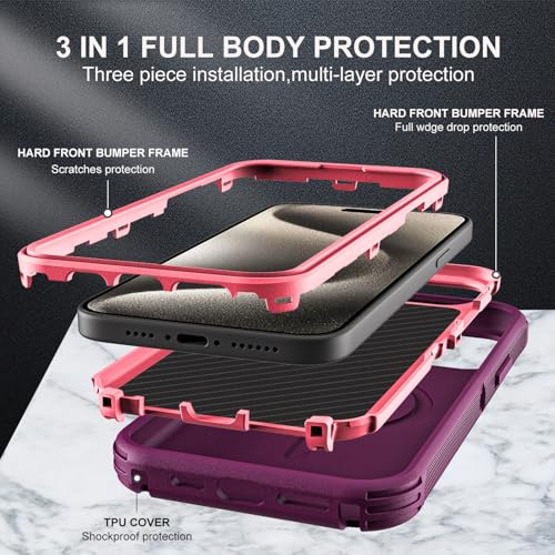 Coque iPhone 15 Pro Max blindée avec protège écran verre trempé et béquille