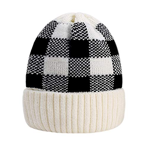 Gorro de Lana a Cuadros para Niños Gorro de Punto Cálido de Invierno para Niños Pequeños para Niños Y Niñas Cover