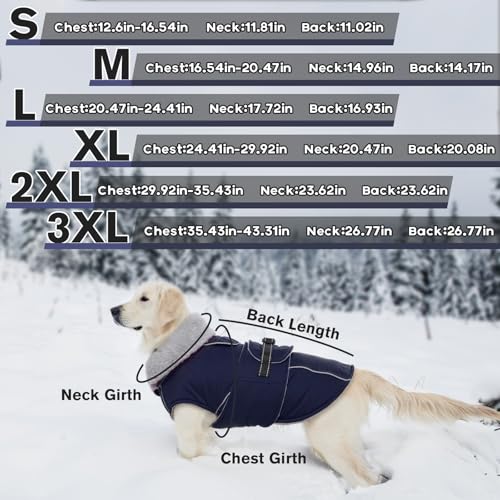 Image of Lelepet Dog Jackets for Medium Dogs Waterproof Dog Coat with Adjustable Fit | Reflective Fleece Vest with Adjustable Buckle Hook & Loop Windproof Cold Weather Coats for Small Medium Large Dogs, Beagle, L