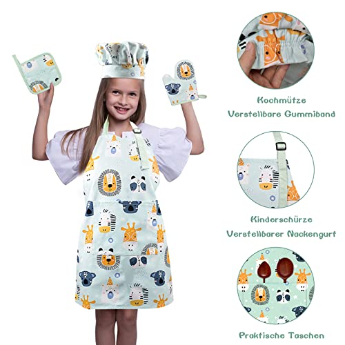 AUBEY 12 Stück Koch-und Backset für Kinder, Backset Kinder und Kinderschürze für 2~6 Jahren, Kinderkochset Chef… – Bild 5