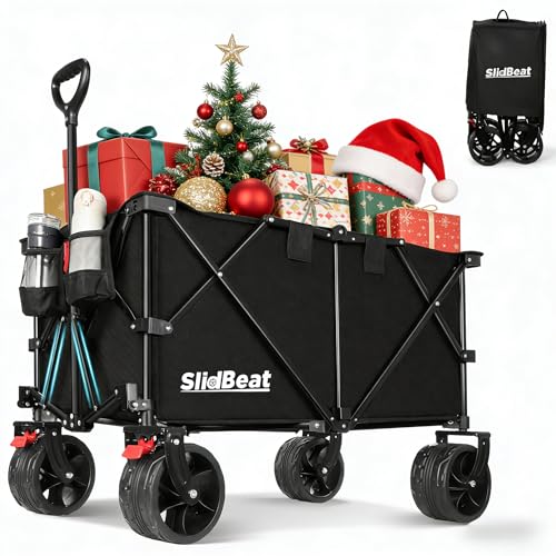 SLIDBEAT XXL Bollerwagen Faltbar, mit Bremsen 220L 200KG Bollerwagen mit...