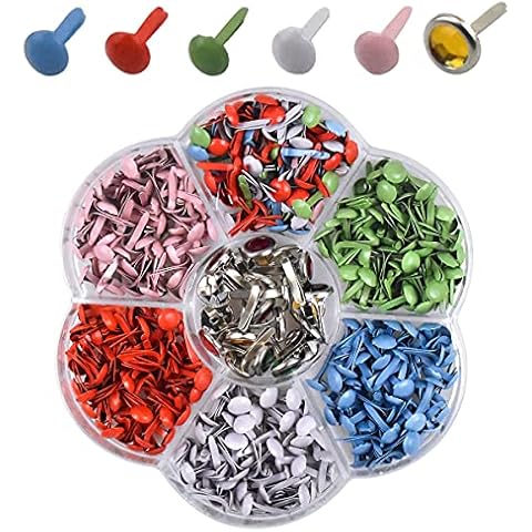 320 Pcs Split Pins Scrapbooking Brads Round Colorful Metal Pastel Craft Brads Paper Fasteners for Craft DIY Stamping Home School Office 5-8 cm Cover