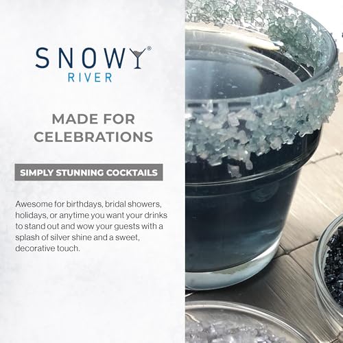 Snowy River Silver, Cocktail & Margarita Sugar Rimmer - Vibrant Naturally Colored Sugar for Cocktail Rimming, Baking & Decorating, Medium Crystal - 80oz