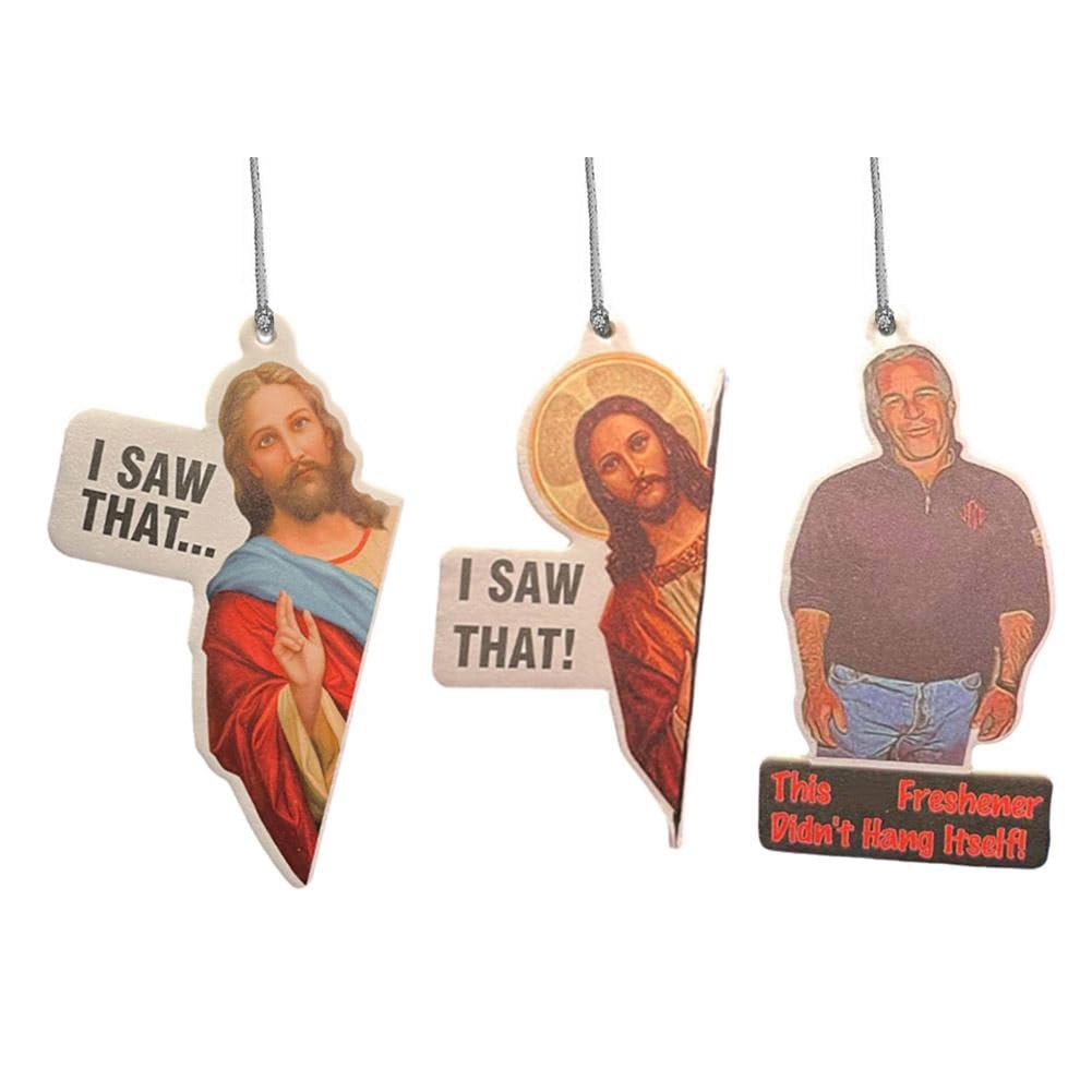 Jesus I Saw That Hanging Car Air Freshener,Christmas Tree Ornaments,Funny Car Air Fresheners Hanging Decorations,Jeffrey Epstein Car Air Freshener,Cute Home Mirror Decor Unique Accessories Interi