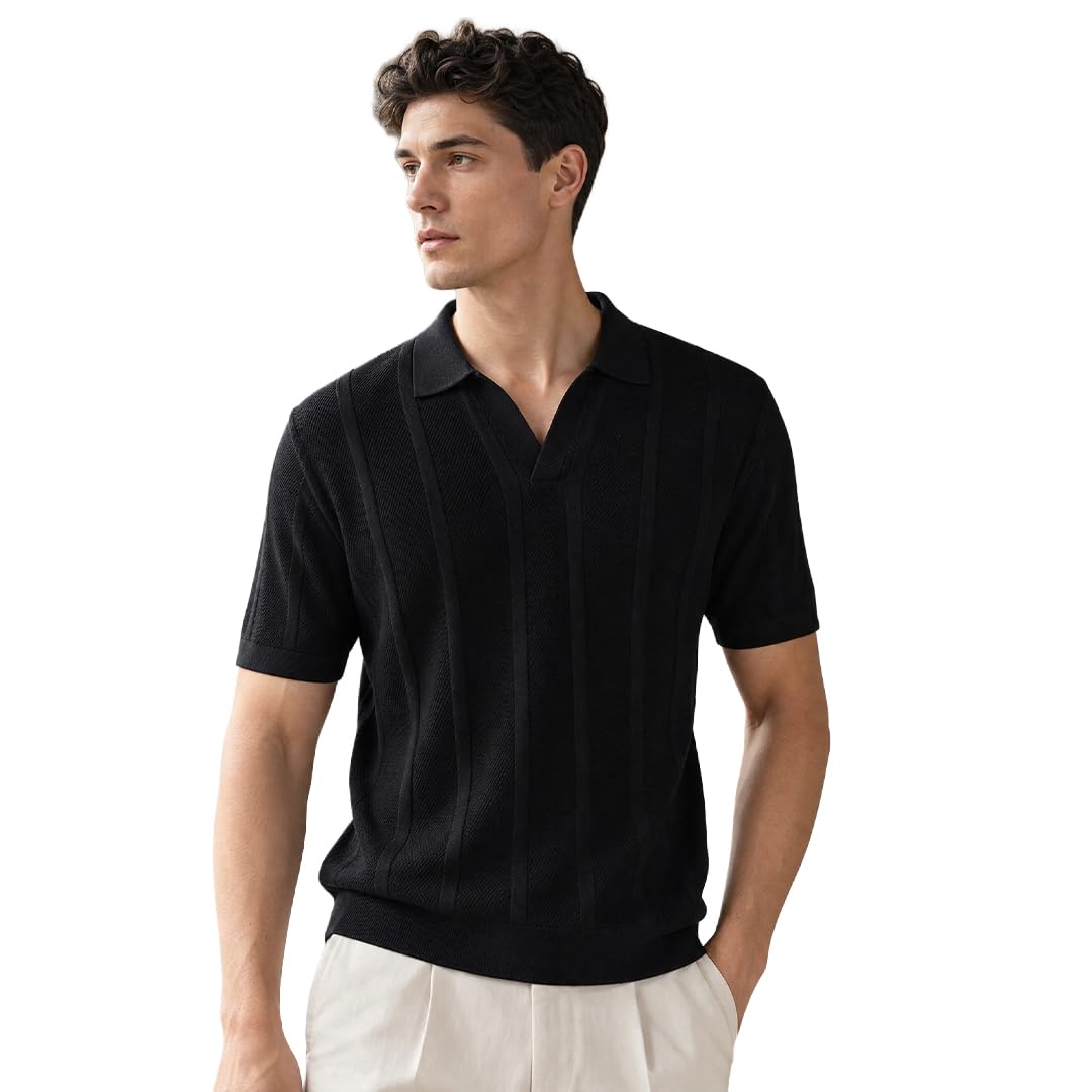 nobero Men's Urban Textured Polo Shirt - 100% Cotton Flat Knit, Regular Fit, Vibrant Hues, Classic Polo Collar with 4-Inch Placket, Soft & Breathable Casual Wear-picture-39