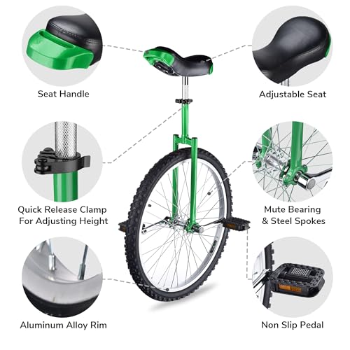 Image of AW 16 /18 /20 /24 Inch Wheel Outdoor Unicycle Adjustable Seat Exercise Bicycle | Fit Adults Kids Outdoor Sports Fitness Exercise, Various colors For Choice