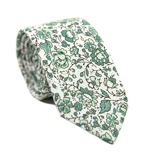 Image of DAZI Men's Skinny Tie Floral Print Cotton Necktie, Great for Weddings, Groom, Groomsmen, Missions, Dances, Gifts.