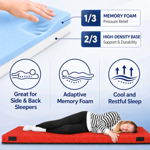 Image of Hazli Matrix AirCell Memory Foam Camping Mattress Pad - CertiPUR-US Roll Up Mattress for Adults - Portable Foam Sleeping Mats for Camping - Camp Cot Sleeping Pad - Floor Sleep Mat Bed Roll for Car RV