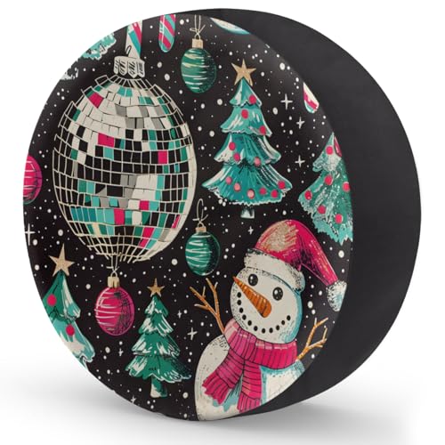 Image of Spare Tire Covers for Trailers, RV Spare Tire Cover, 17in Weatherproof Campers Tire Covers Protectors, Camping Trailer Accessories Universal Fit for Trucks Vehicle, Christmas Snowman