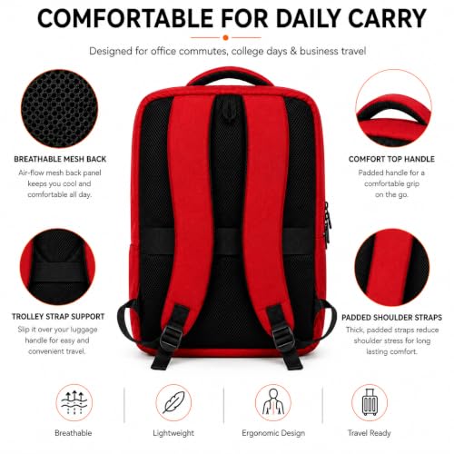 Image of CARAMBA CARRYMATE 26.5L Overnighter Laptop Backpack | Water Resistant Travel Bag with 15.6 inch Padded Laptop Sleeve, Trolley Strap & Dual Compartments for Office, Business, College Men & Women
