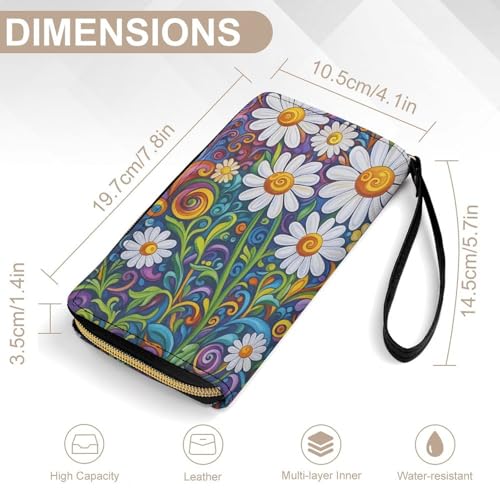 Floral Women's Wallet Wristlet Zipper Purse with Hand Strap Travel Credit Card Holder for Daily Use Gifts2