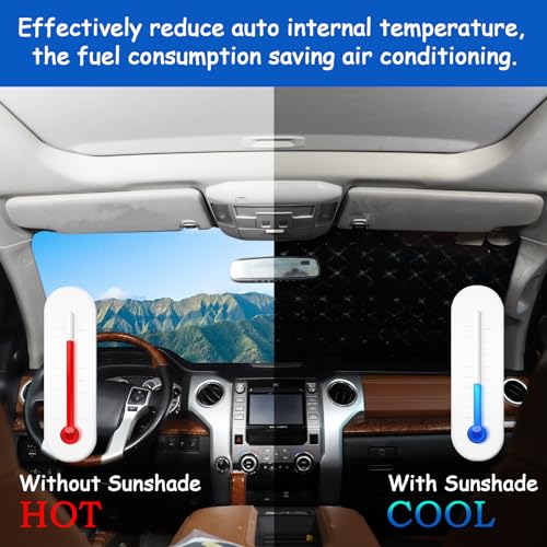 Image of Windshield Snow Cover Fit for Toyota Tundra 2007-2021, Front Windshield Cover for Ice and Snow, Auto Extra Thick Windshield Ice Cover Protects Windshield from Rain, Sun, Frost