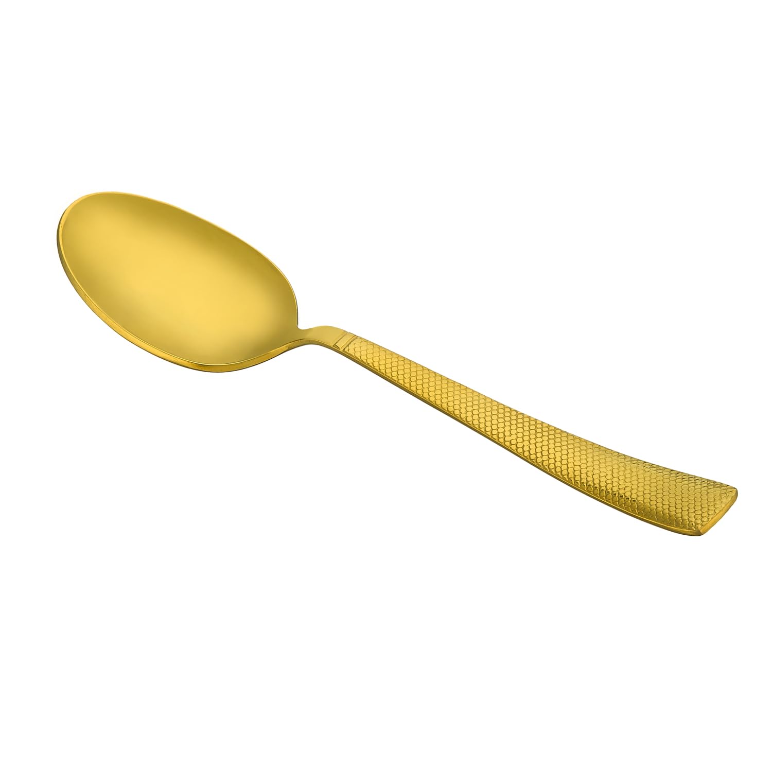 Queenza Juego de 12 cucharas de café expreso, cucharas Demitasse para fiesta de té y desierto, acabado de acero inoxidable de alta calidad con mango grabado para un mejor agarre (dorado)