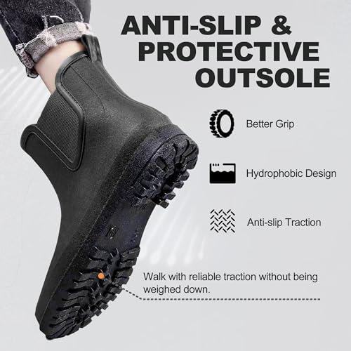 Rouhuhura Gummistiefel Herren, Regenstiefel Stiefel Wasserdicht Regenschuhe Anti-Rutsch Regenstiefel Halbhohe Gartenstiefel Gummistiefel Herren kurz (EU 45)