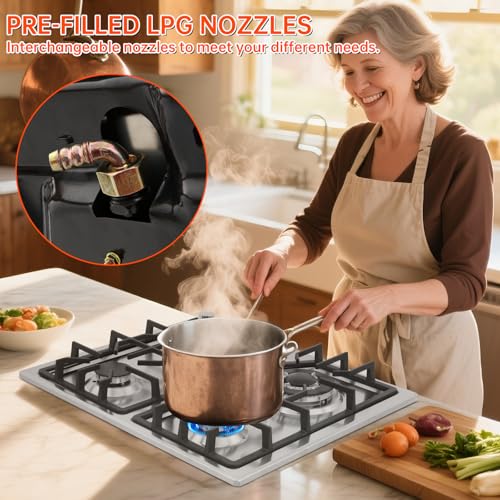 22″x20″ Built in Gas Cooktop 4 Burners Stainless Steel Stove with NG/LPG Conversion Kit Thermocouple Protection and Easy to Clean (20Wx22L)