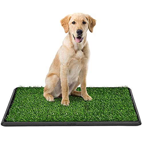 Dog Grass Pad with Tray, Pee Pad Grass Indoor Dog Potty Tray, Puppy Potty Training Grass, Grass Patches for Dogs, Reusable 3 Layered Fake Dog Potty Grass, Easy to Clean