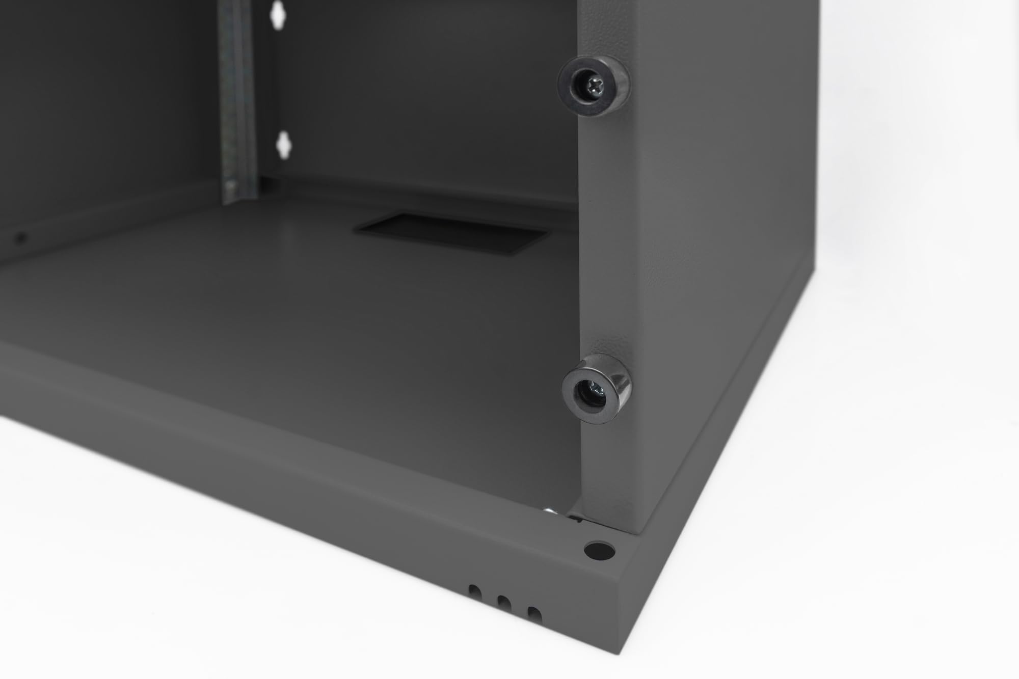 DIGITUS Armario de red, rack de 19 pulgadas 4 U, Sin montar, Montaje en pared, 400 mm de profundidad, Carga 60 kg, Puerta de cristal, Negro