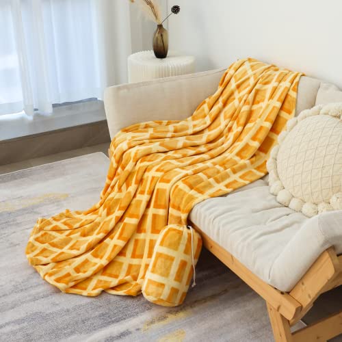 Image of Bnuitland 71 Inches Waffle Funny Blanket, 300 GSM Double Sided Giant Novelty Realistic Food Blanket for Adults and Kids, Super Soft Flannel Throw