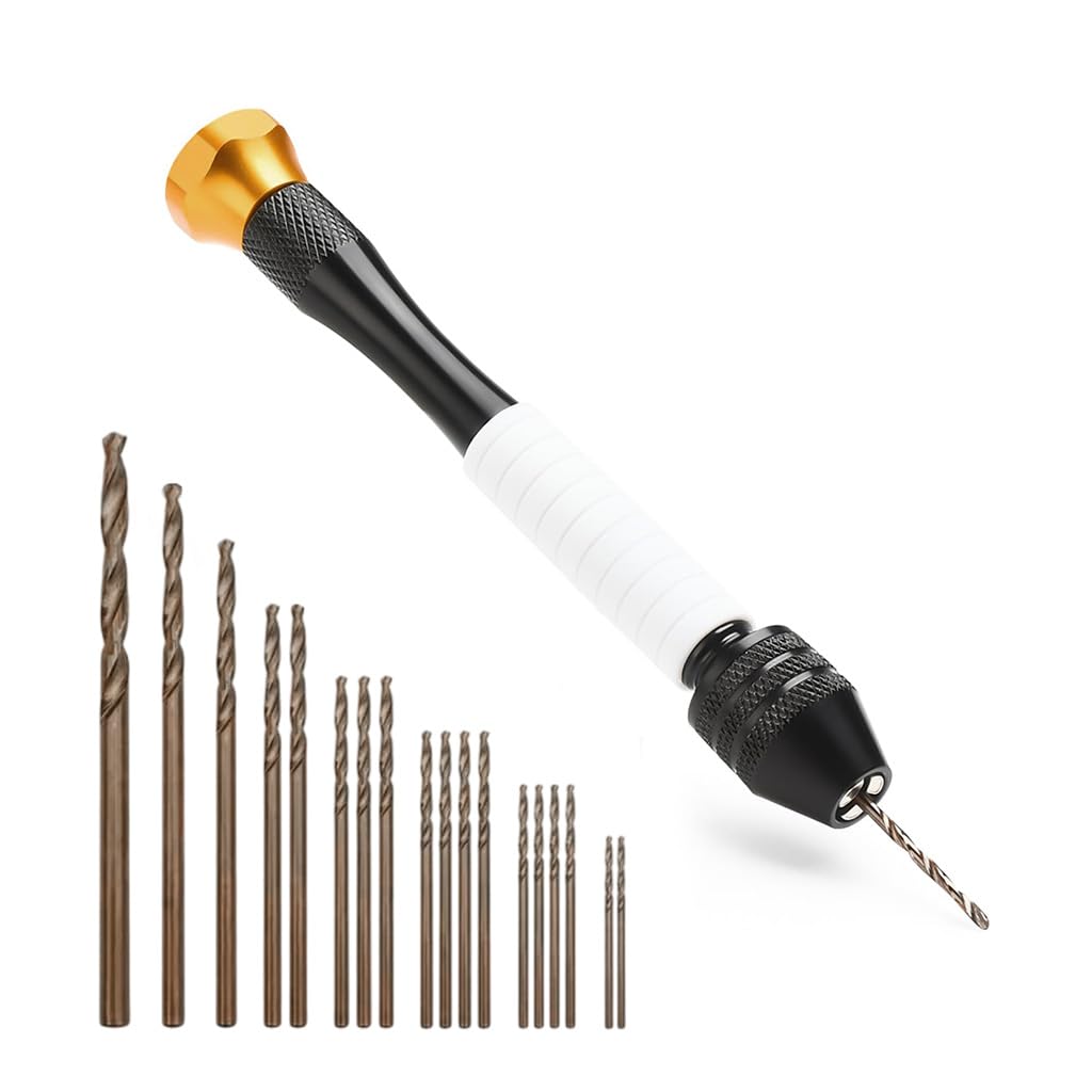 Serplex® Pin Vise Hand Drill Set with Micro Bits for Jewelry Resin DIY | Aluminum anti break structure with 18 drill bits 0.6mm to 2.5mm ideal for jewelry resin model manual crafting-image-49