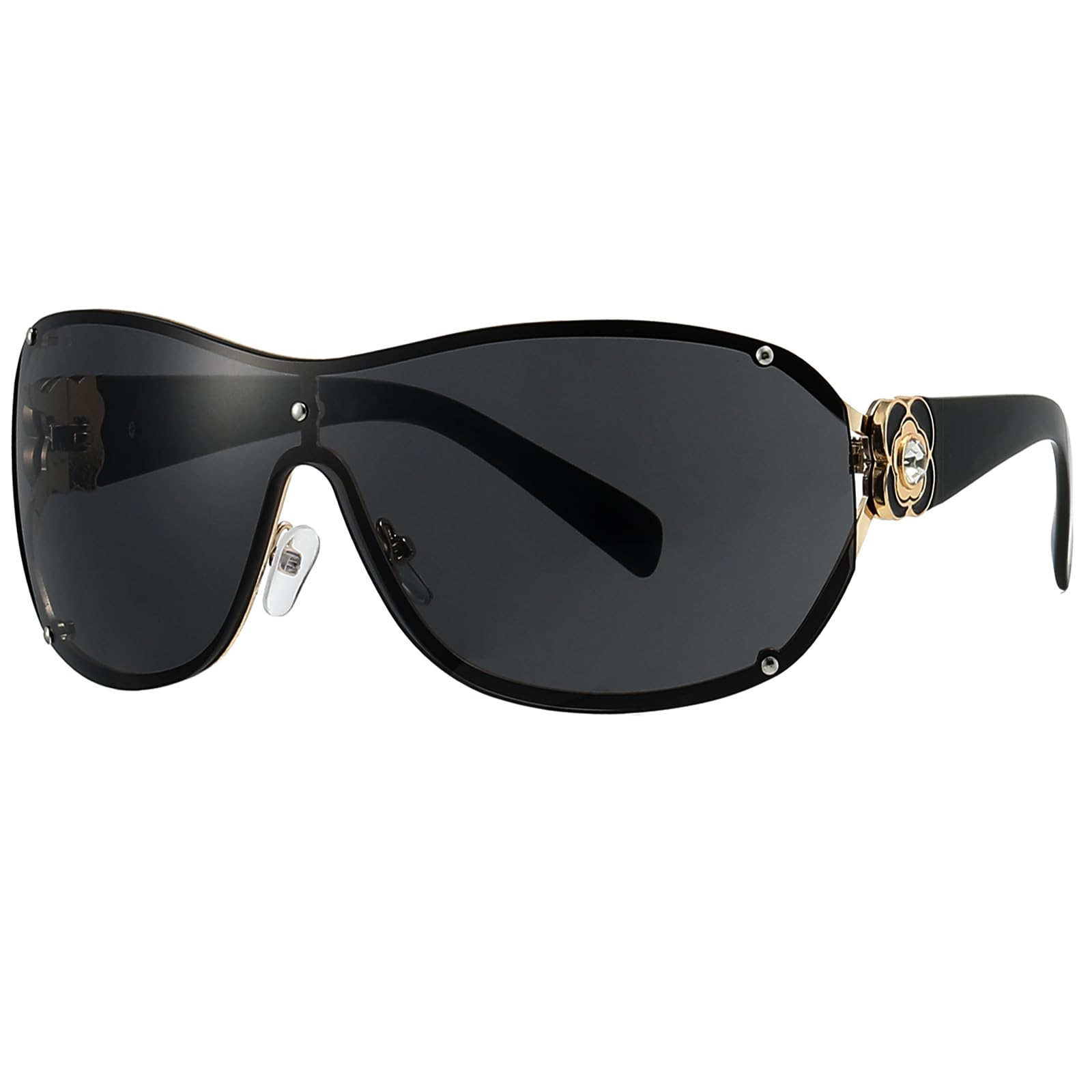 Fashion Oversized Y2K Sunglasses for Women Men Luxury Wrap Around Shield Sun Glasses Trendy Rimless Shades