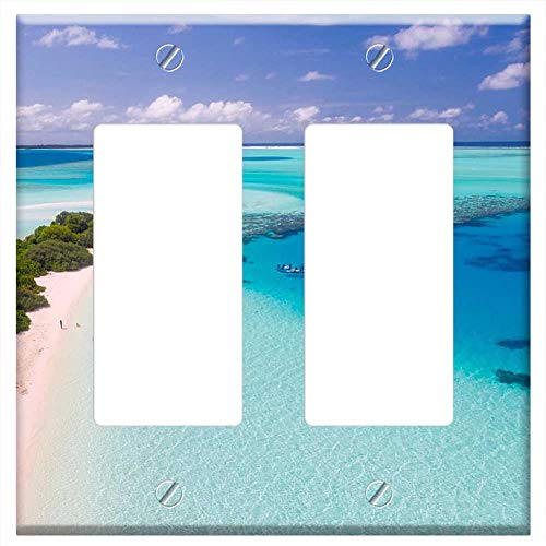 Switch Plate Double Rocker/GFCI - Maldives Tropics Tropical Drone Aerial View Sky