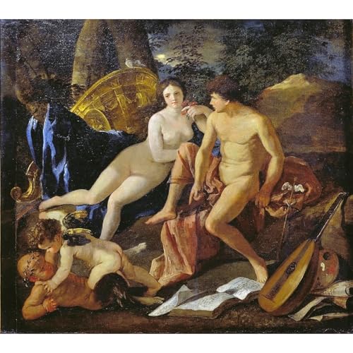 Toile Vénus et Mercure Nicolas Poussin pour sublimer la décoration murale d'un salon élégant