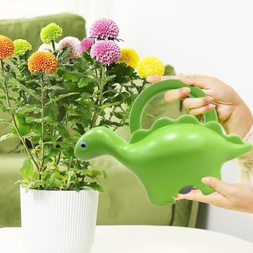 Image of Amazon Brand - Umi Dinosaur Shape Kids Watering Can 1 Litre Plastic Garden Watering Can Toy for Children Lightweight Easy Pour Water Can for Indoor Outdoor Plants Gardening Gift for Boys Girls (Green)