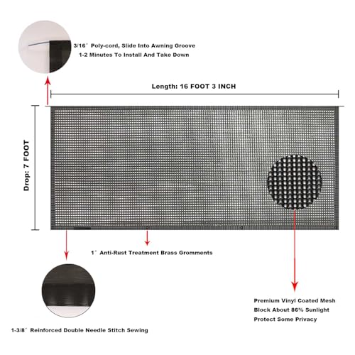 Image of RV Awning Mesh Sun Shade Screen for Motorhome Camper Trailer Sunshade