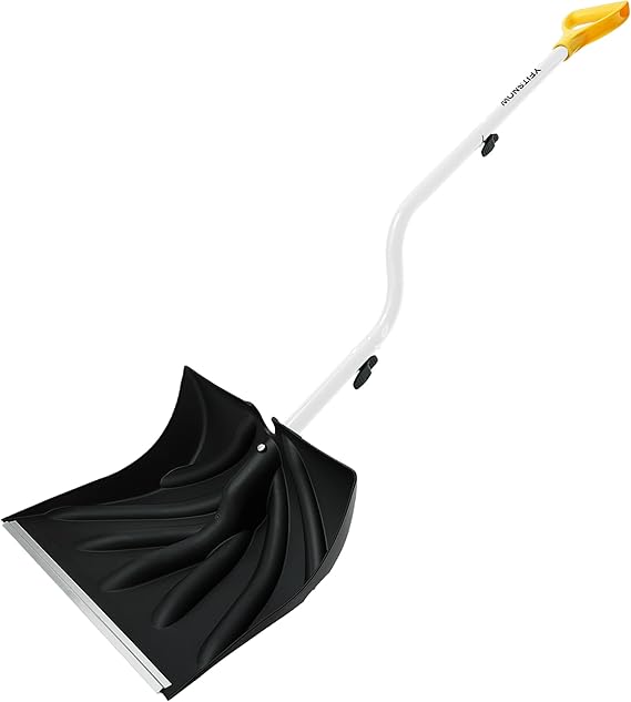Snow Shovel for Driveway Ergonomic Design 17” Reinforced Heavy Duty Snow Removal Easy Assembled Tool in Winter Snowy Day for Garage Car Parking Port Workshop Barn
