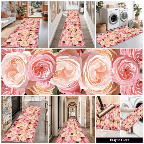 Tapete Pasillo Rosas Degradado Rosa-Amarillo 1.3x7ft miniatura 7