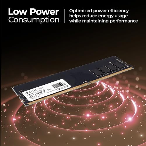 Image of Zebronics 8GB DDR4 RAM for PC, 3200MHz, 8bit Architecture, Low Power Consumption, High Stability Performance (D40832B)