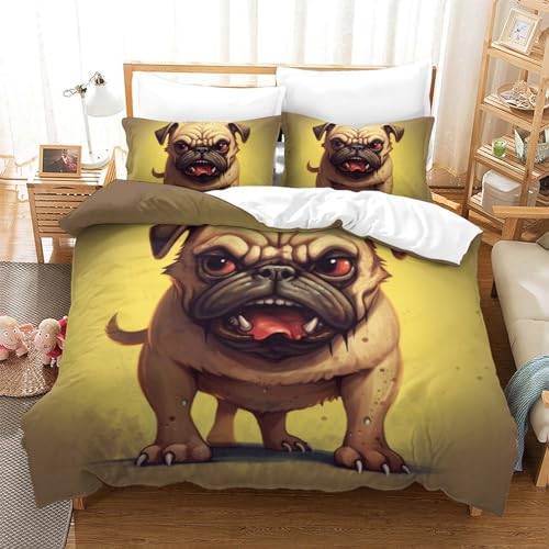 Housse de couette bouledogue français fermeture éclair microfibre - 2