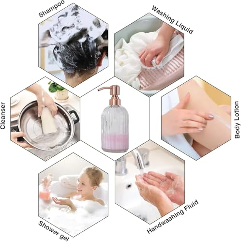 Image of Copper Glass Bathroom Soap Dispenser with Metal Pump,Vintage Dish Soap Dispenser for Kitchen, Used for Lotionor Home,Bathroom,Countertop, Hotel,2 Packs