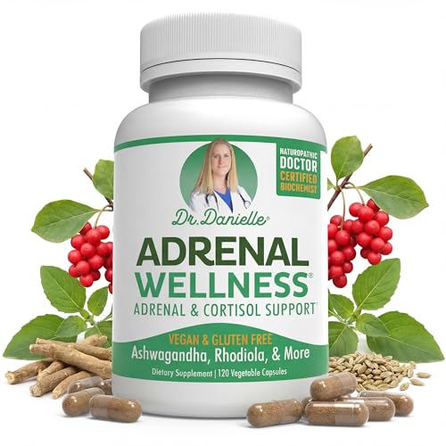 Adrenal Wellness Ashwagandha & More - Organic Mind, Body Support by Dr. Danielle, 120 Capsules