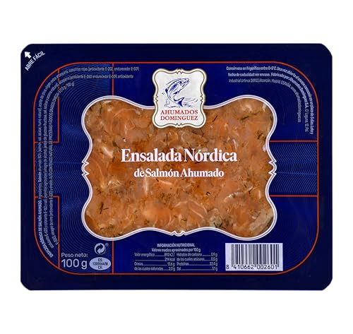 Ahumados Domínguez | Ensalada Nórdica de Salmón Ahumado Noruego Muy Picado | 100 g | Elaboración Artesana