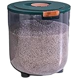 KryZaro 米びつ 15kg 大容量 二重密封構造 360 度防潮防虫 米/砂糖/コーヒー豆保存 キッチン収納容器 濃緑色