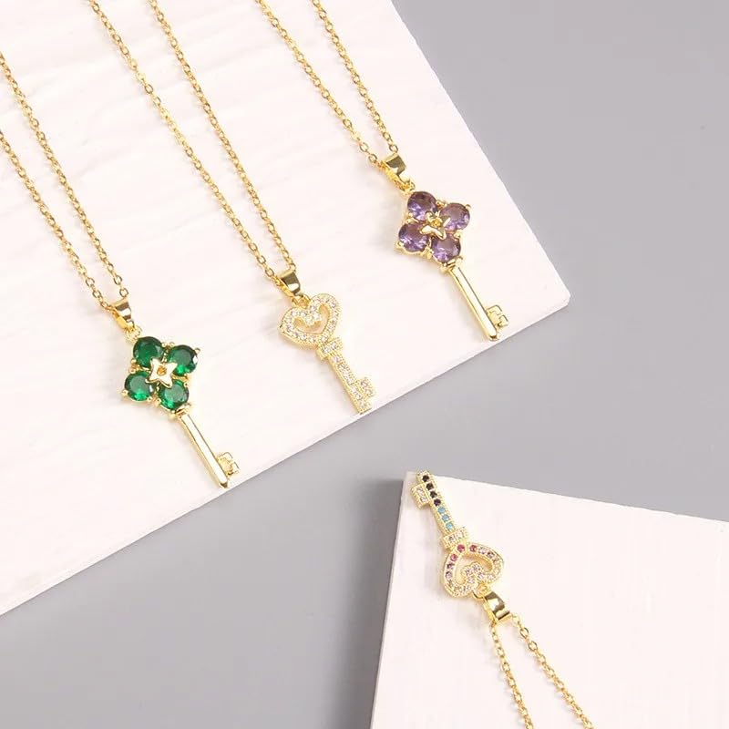 Collier pendentif clé cœur argent 925 véritable d'exception - 4
