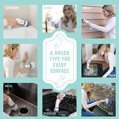 Klever Electric Spin Power Scrubber Includes 8 Hard And Soft Versatile Scrub Brushes+10 Scrubber Pads, With Our Green Industrial Strength All Purpose Cleaner And Degreaser Eco-Friendly -32 Ounce #TOP4