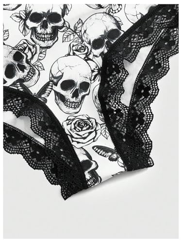 MakeMeChic Women's 5 Pack Gothic Floral Lace Briefs Graphic Print Scallop Trim Panty Underwear4