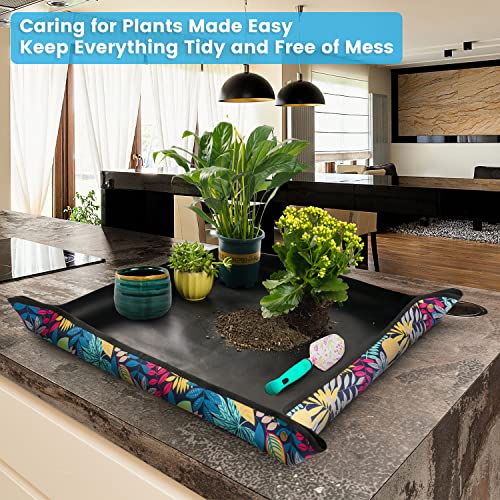 Image of 3PCS 29.5 inch x 29.5 inch Repotting mat for House Plant Care and Dirt Spill Control Portable Potting Tray