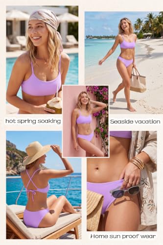 Image of Beautikini Period Spaghetti Straps Bikini Swimwear Bathing Suit for Women | Leakproof Bathing Suit,Removable Pads,Tie Back Spaghetti Straps,4-Layer Leak Proof Lining,Bikini Top and Low Waist Bottoms